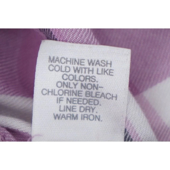 J. Jill Top Women Extra Small Plaid Lavender Ruffle Hem Button Up Blouse Shirt - Picture 9 of 10